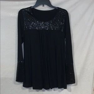 Pink Lily Boutique black sequin top